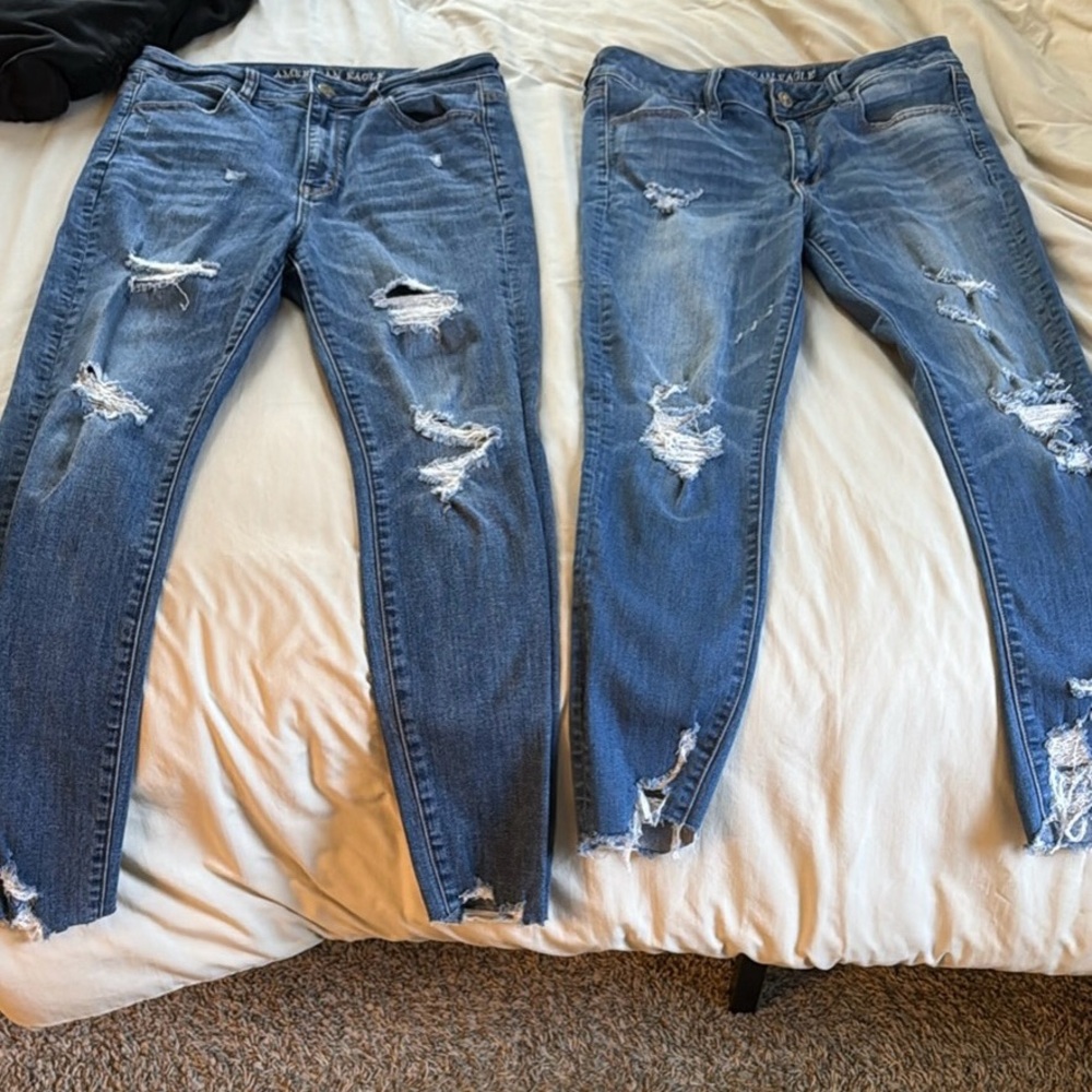 Distressed Blue Jeans